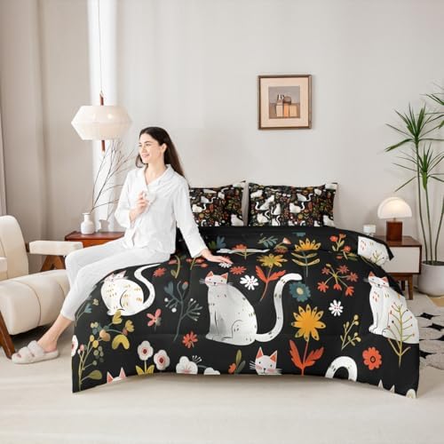 Feelyou Cute Cat 7 Piece Bedding Set for Kids