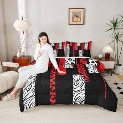 Feelyou Animal Print Leopard Zebra Comforter Set King Size Kids Boys