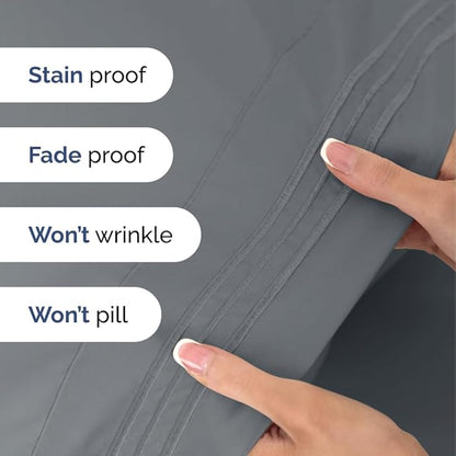 Twin XL Size 3 Piece Sheet Set - Comfy Breathable & Cooling Bed Sheets Set - Hotel Luxury Bedding for Women, Men, Kids, Teens, Boys & Girls - Deep Pockets, Soft, Wrinkle Free - Oeko-Tex - Steel Blue