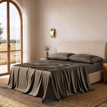 EverGrace Tencel™ Sheet Set, Breathable & Cooling, King, Espresso Brown
