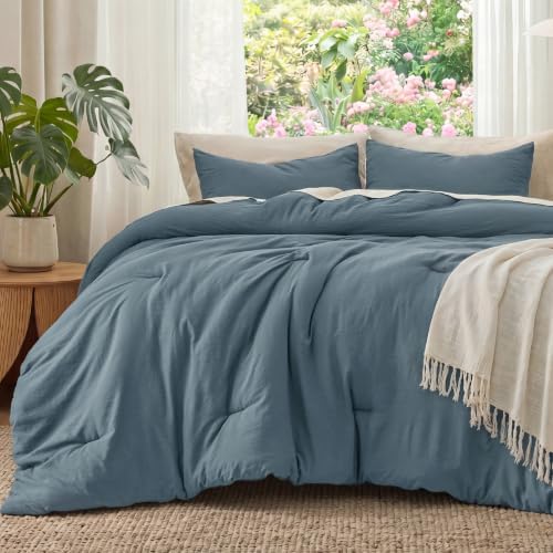 Bedsure Twin/Twin XL Comforter Prewashed Bedding 2Pcs Slate Blue 68"x88"