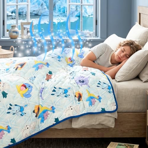 Pokemon Anime Gaming Cooling Throw Blanket for Hot Sleepers, 50 x 70 Inch Lightweight All-Season Throw, Soft Breathable Cooling Fabric for Couch, Bed, (Officially Licensed Product) by Franco Calm