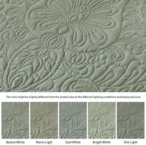 HoneiLife Queen Quilt Bedding Sets - Microfiber Quilt Sets for Queen Bed, 3-Piece Lightweight Bedspreads,Reversible Coverlets Rustic Bedlinen Sets, Embroidered Bedding Sets All Season Quilts