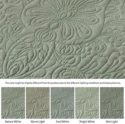 HoneiLife Queen Quilt Bedding Sets - Microfiber Quilt Sets for Queen Bed, 3-Piece Lightweight Bedspreads,Reversible Coverlets Rustic Bedlinen Sets, Embroidered Bedding Sets All Season Quilts