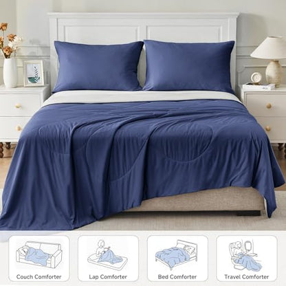 HOMFINE Cooling Comforter for Hot Sleepers King/Cal King, Dark Blue 108"x90"
