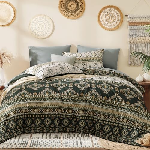 Full Size Comforter Sets - 7 Pieces Boho Bedding Aztec Bed in a Bag