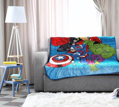 Jay Franco Kids Plush Throw Blanket – Soft & Cozy Fleece Throw for Bedroom & Couch Décor, Official Licensed Product, Blue - Avengers, 46x60 - Throw Blanket
