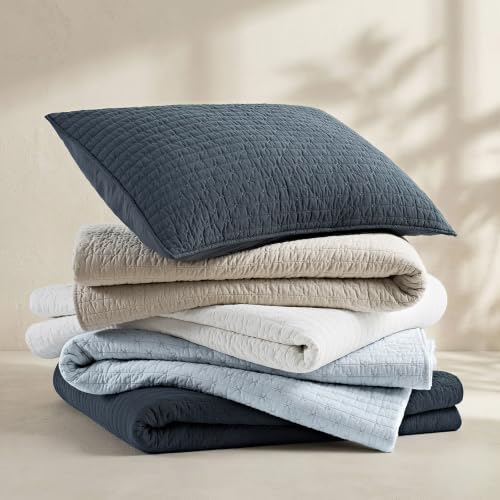 EVERGRACE Cross Stitch Pre-Washed Cotton Quilt Bedding Set Queen Size, Oversized 3 Pieces Lightweight Bedspread Coverlet for All Season, with 2 Matching Shams, Birch, 92"x96"