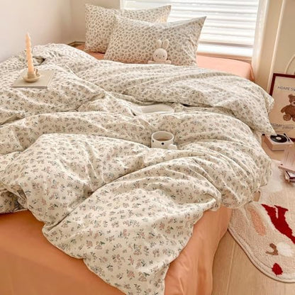 Vintage Garden Floral Comforter Set Full Size Fluffy Soft Microfiber Pink Floral Printed Bedding Comforter Set Cute Botanical Flower Comforter Full with 2 Pillowcases Boho Cottagecore Comforter Set