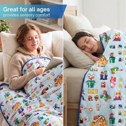 Super Mario Gaming Cooling Throw Blanket, 50 x 70 Inch Versatile Lightweight All-Season Throw, Soft Breathable Cooling Fabric for Couch, Bed & Sofa (Officially Licensed Product) by Franco Calm