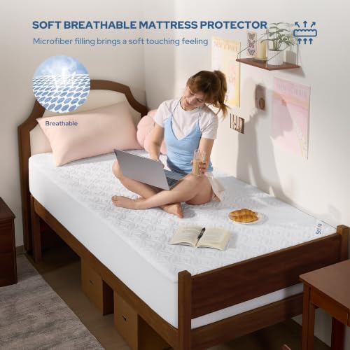 2 Pack Waterproof Mattress Protector Twin XL, Deep Pocket, for College Dorm