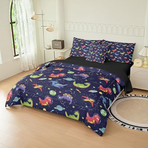 6pcs Dinosaur Comforter Set for Boys,Full Size Bedding Sets for Teen,Kids Comforter Set with 1 Quilt+1 Flat Sheet+1 Fitted Sheet+2 Pillowcases+1 Cushion Cover(Dinosaur-C Full)