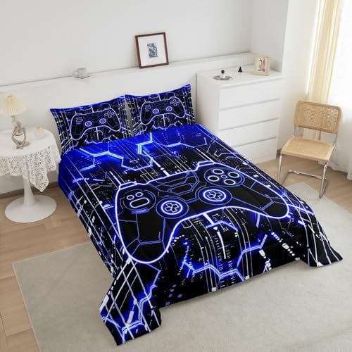 Feelyou Kids Blue Gamer Bedding Set King Size for Boys Girls