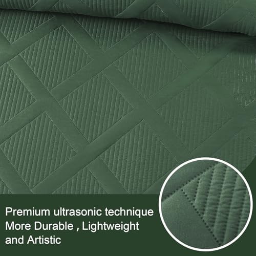 Exclusivo Mezcla 3-Piece Soft Quilt King Size Bedding Set, Olive Green