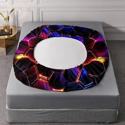 HOSIMA Geometric Hexagon Queen Bedding Sets,1 Fitted Sheet+2 Pillowcases.