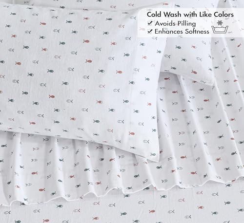 RUVANTI Flannel Sheets Set Full Size,Little Swimmers