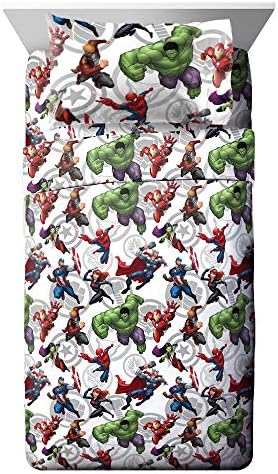 Jay Franco Kids Sheet Set with Fitted, Flat Sheets & Pillow Cover - Ultra-Soft Bedding with Pillowcase for Room Decor, Multi - Avengers, 3 Piece Twin
