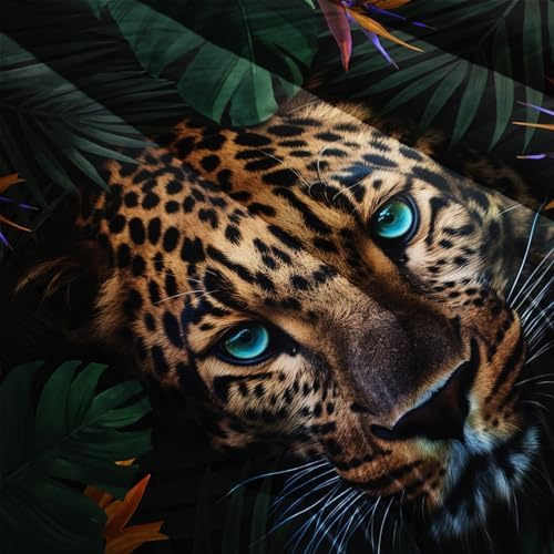 Nttopship Leopard Comforter Set King Size,100% Soft Ultra-fine Fiber Four Season Jungle Wild Animal Comforter Set,with 1 Comforter and 2 Pillow Case
