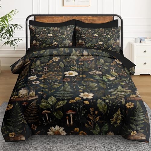 WeCozy Queen Comforter Set with Sheets, 7 Pieces Vintage Floral Bedding