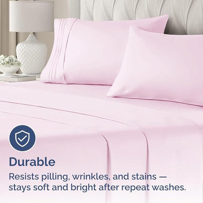 King Pillow Cases Set of 4 - Ultra Soft Hotel Quality Pillowcase Covers - Comfy, Cozy & Wrinkle Free - Shrinkage, Stain & Fade Resistant - Machine Washable Pillow Protectors - 4 Piece Set - Light Pink
