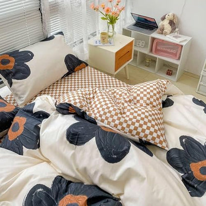 Wellboo Black Floral Comforter Sets Cal King Women Adults Botanical Bedding Comforters California King Boho Black Sunflower Quilts Large Flower Plant Blankets Teens Watercolor Garden Bohemian Bed