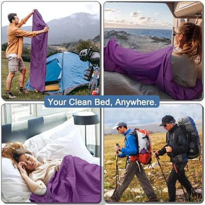 Sleeping Bag Liner, Updated Adult Sleep Sack & Travel Sheets with Foot Zipper, Lightweight and Portable Camping Sleeping Bag Liners - Ideal for Backpacking, Hostels and Camping