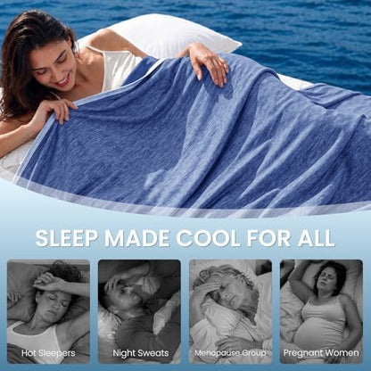 Topcee Cooling Blanket for Night Sweats Absorbs Heat to Keep Adults, Children Cool on Warm Nights, Q-Max 0.5 Cooling Blankets for Hot Sleepers, Ultra-Cool Lightweight Sofa Throw Blanket (50"x70")