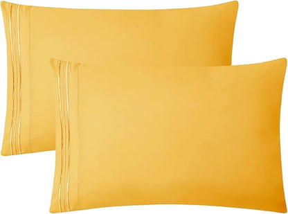 Clara Clark Bed Sheets, Premier 1800 Series 4 Piece Bed Sheet Set, Deep Pocket, Wrinkle, Fade, Stain Resistant, Luxury Soft Bedding Sheets & Pillowcases, Twin, Yellow