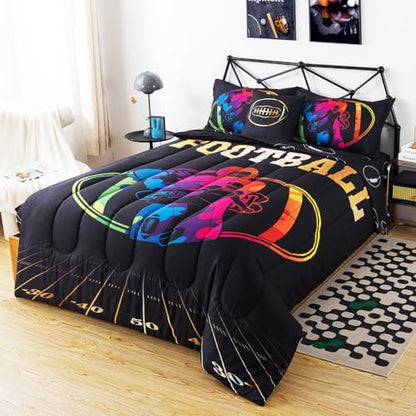 ADASMILE A & S 6 Piece Sports Bedding Twin for Boys Football Comforter Set