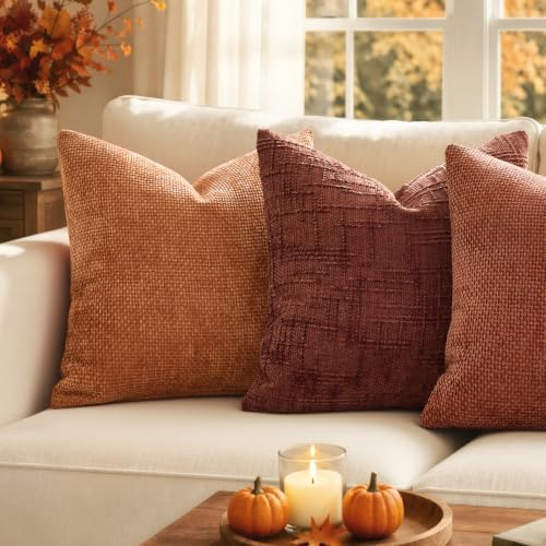 MIULEE Fall Decorative Orange Couch Throw Pillow Covers 20x20 Inch 2 Pack