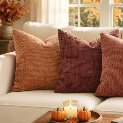 MIULEE Fall Decorative Orange Couch Throw Pillow Covers 20x20 Inch 2 Pack