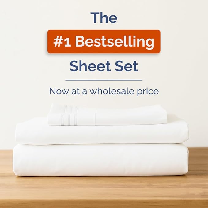 Bulk Case Pack of 16 Sheet Sets - (16) Complete Twin Size Sheet Sets with Deep Pockets - Wholesale Bulk Bedding for Hotels, Spas & Airbnbs - Breathable, Cooling & Wrinkle Free - (Twin, Antique White)