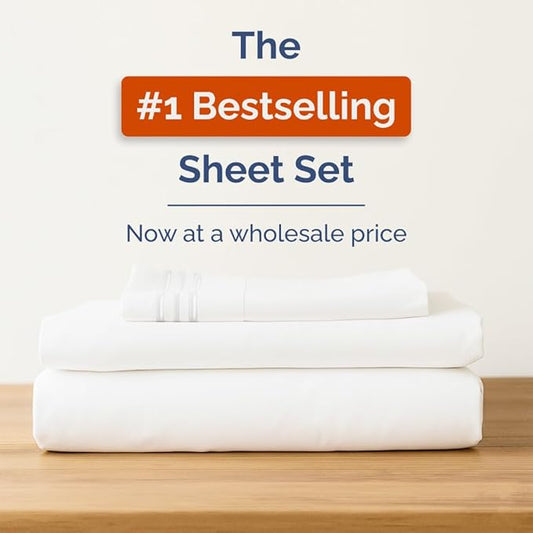 Bulk Case Pack of 16 Sheet Sets - (16) Complete Twin Size Sheet Sets with Deep Pockets - Wholesale Bulk Bedding for Hotels, Spas & Airbnbs - Breathable, Cooling & Wrinkle Free - (Twin, Antique White)