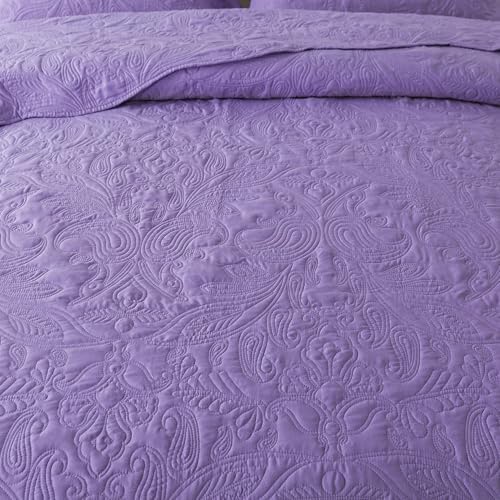 HoneiLife Quilt Sets King Size - 3 Piece Microfiber Quilt Set Lightweight Bedspreads Reversible Coverlets Rustic Bed Cover King Quilt Bedding Set All Season Quilts-Purple