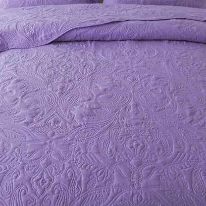 HoneiLife Quilt Sets King Size - 3 Piece Microfiber Quilt Set Lightweight Bedspreads Reversible Coverlets Rustic Bed Cover King Quilt Bedding Set All Season Quilts-Purple