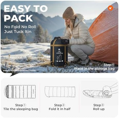 Cotton Flannel XXL Winter Sleeping Bags for Adults Big and Tall,Cold Weather 90x39 Inch Camping Sleep Bag,Waterproof Machine Washable 4 Season Outdoor Camping Gear,2-Way Zipper