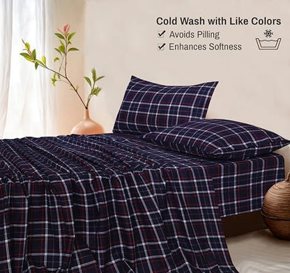 RUVANTI Flannel Sheets Set King Size,Yankees Blue