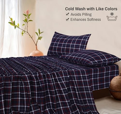 RUVANTI Flannel Sheets Set, Full Size, Yankees Blue