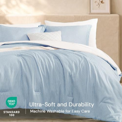 Monbix Queen Comforter Set-7 Pieces Soft Bed in a Bag Queen Bedding Sets