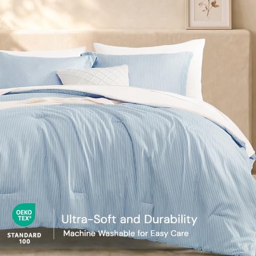 Monbix Full Size Comforter Sets-7 Pieces Soft Bed in a Bag Full Bedding Set