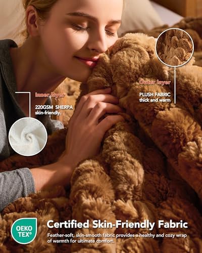Homemate Heated Electric Throw Blanket 50"x60" Faux Fur Heating Blankets