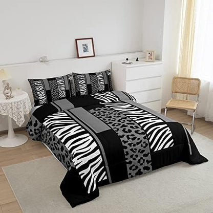 Feelyou Animal Print Leopard Zebra Comforter Set Twin Size Kids Boys