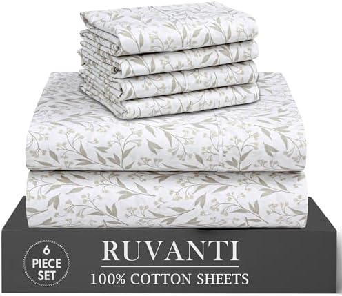 RUVANTI 100% Cotton Full Sheet Set, Crisp and Soft, Botanica Living