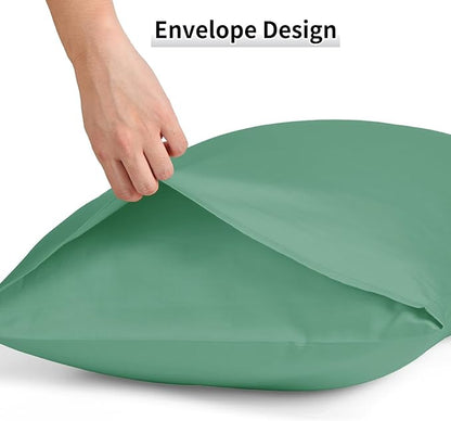 Warmstar Cotton Pillow Cases Standard Size Set of 2, 600 Thread Count Pillowcases 20x26 Inches, Soft Long Staple Cotton Pillowcases Breathable with Envelope Closure,Zephyr Green