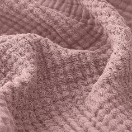 EMME Muslin Blankets for Adults Throw Blanket for Couch Breathable Gauze Soft Lightweight Airy Dusty Pink Super King 120" x 94"