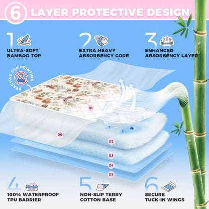 Crib Mattress Protector Viscose from Bamboo 3 Pack, 100% Waterproof Absorbent Crib Mattress Pad Cover for Baby & Toddler, Machine Washable Quilted Toddler Mattress Protector, 52''x28''