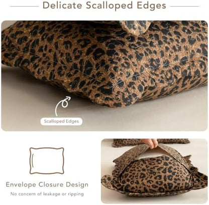 Lady Ann Vintage Brown Leopard Oversized King Bedspread 120x120, 3 Pcs 100% Cotton California King Quilt Set Lightweight Farmhouse Quilted Coverlet, Ultra-Soft Bed Cover for All Seasons
