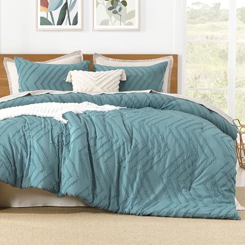 Litanika Super King Comforter Set, 3 Pcs Boho Tufted Bedding Set