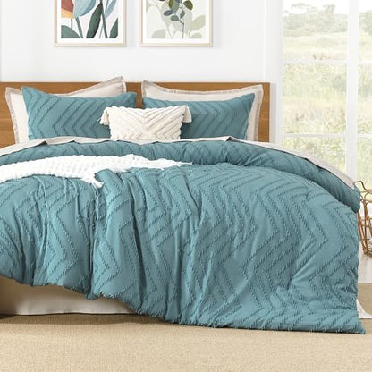 Litanika Super King Comforter Set, 3 Pcs Boho Tufted Bedding Set