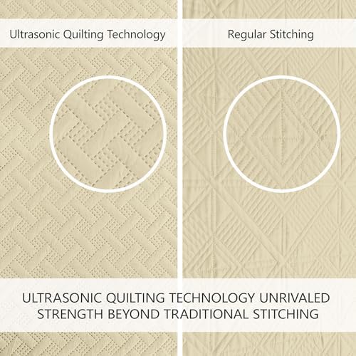 FLYMME Quilts Queen Size,Lightweight Butter Yellow Bedspreads,Basket Weave Pattern,Ultra Soft Microfiber Bed Coverlet 3 Pieces for All-Seasons (1 Quilt,2 Shams)